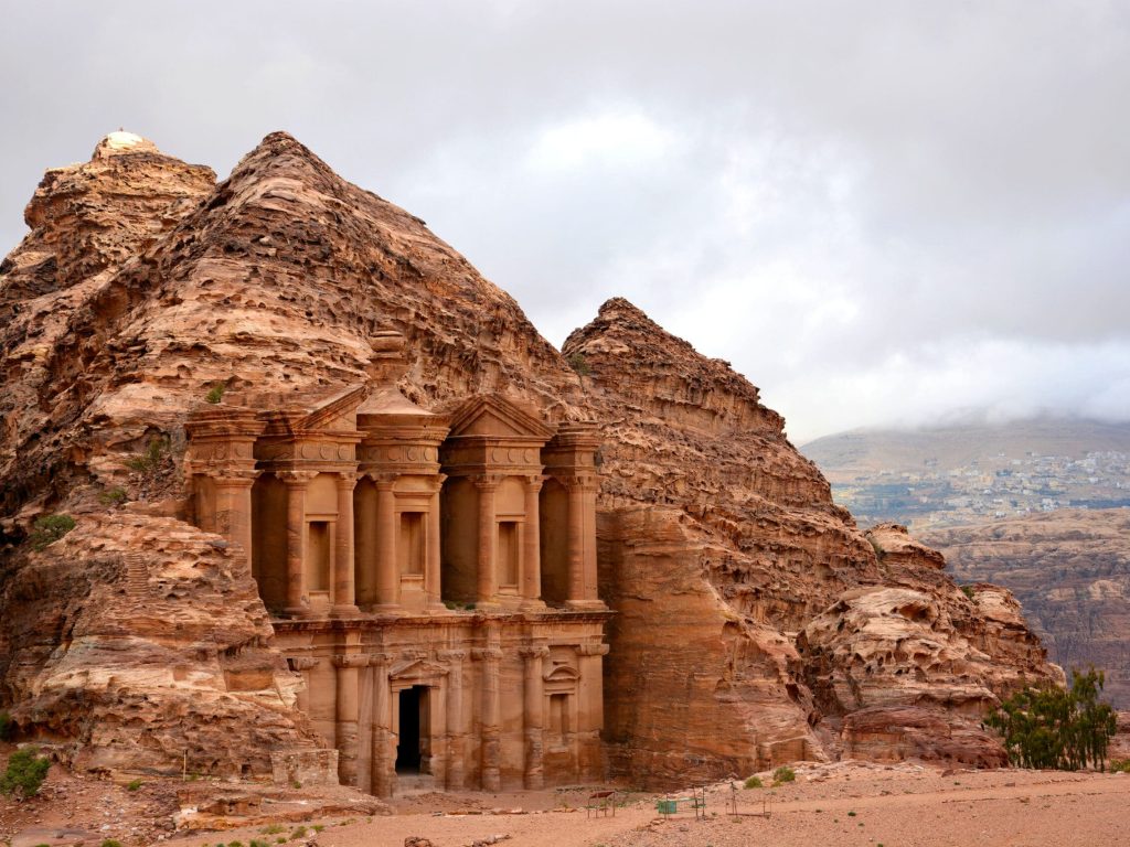 The Monastery or Ad Deir, an ancient monumental building carved into the rock during the Nabataean era, in Petra, Jordan.