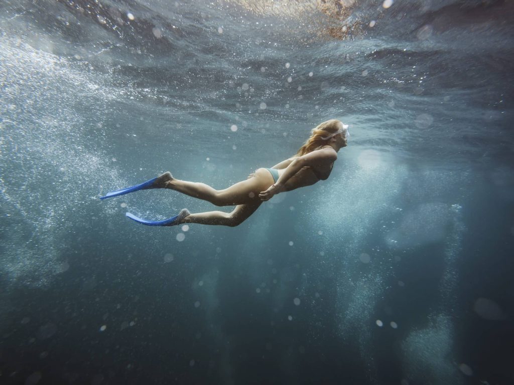 Woman underwater, Gili Meno, Gili islands, Bali, Indonesia